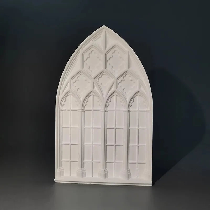 Gothic Church Window Plaster Relief Sculpture Nordic Desktop Art Aesthetic Room Decor Bookshelf Ornament Studio Photography Prop