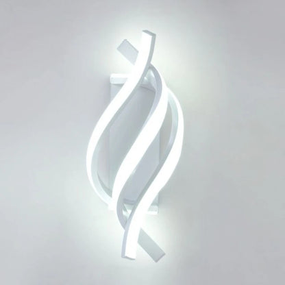 Curved Spiral Design LED Wall Lamp for Bedroom Bedside Corridor Living Room Staircase Corridor Lighting Fixture Home Decor Light