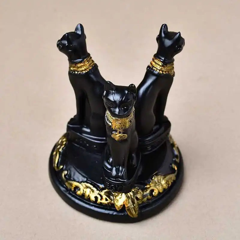 1pc diffuser Cat Crystal Ball Stand Cats Shape Sphere Holder Triple Egyptian Display Base Resin Figurine Statue Office HomeDecor