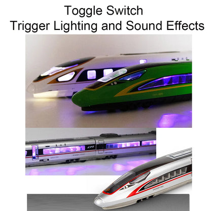 1:87 Alloy Diecast FUXING High Speed Railway Toy Models Car with Light Music High Iron Door Opened Vehicle Kids Educational Toys