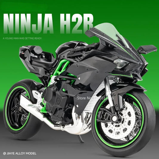 1: 12 Ninja H2R Motorcycle Toy Static Simulation Car Alloy Diecasts Models Light Sound Toy Motorcyclel for Kids Birthday Gifts