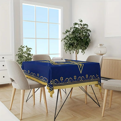 Happy Passover Waterproof Tablecloth Holiday Party Decor Jewish Star of David Rectangle Table Cloths Kitchen Dining Table Decor