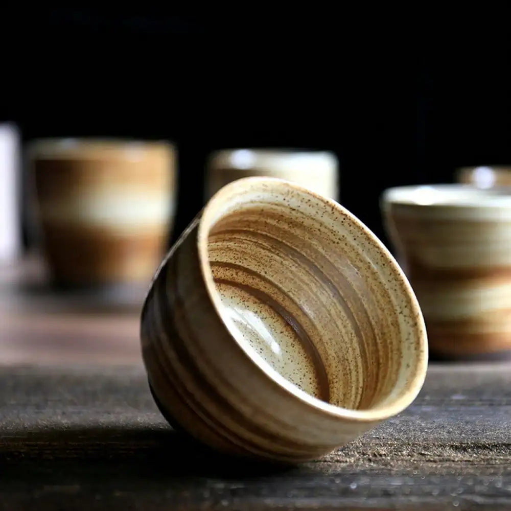 Japanese Raku Pottery MugHand-PaintedVintageCeramic Cup for Tea/Coffee 100-200ml NaturalTexture 5 Styles Home HotelRestaurantUse