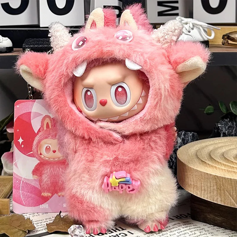 Labubu Sitting Party 1st 2nd 3rd Gen Baby Outfit:Cute Monster Plush Onesie Suit Blind Box Collectible Clothing  No Doll Included