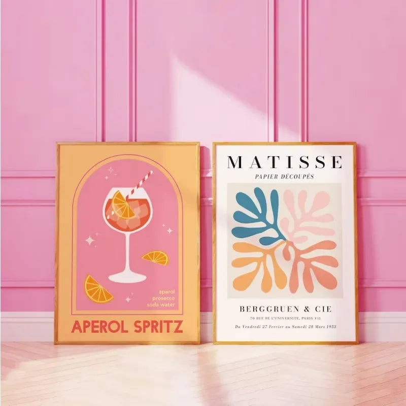 Matisse Juice Fruit Pink Orange Poster Cute Bohemian Art Heart Wall Art Flower Market Fashion Gallery Wall Bedroom Decoration