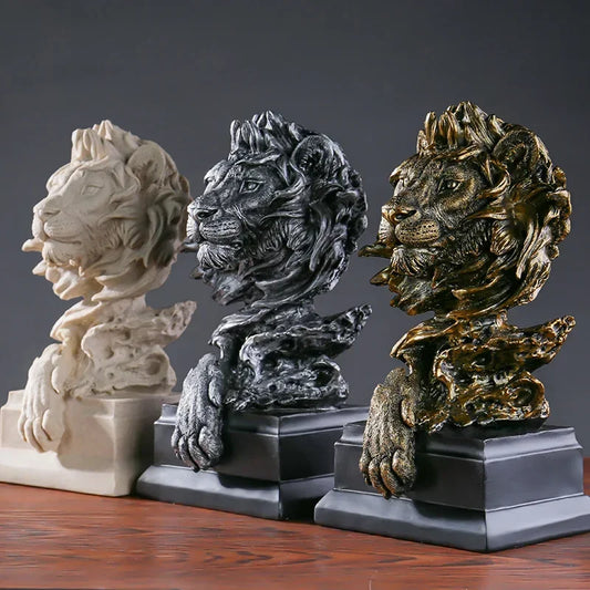 Aesthetic Lion Figure Nordic Vintage Lion Statue Resin Animal Sculpture Figurine Luxury Living Room Decoration Desk Accessories