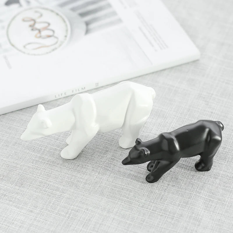 Nordic Ceramic Bear Figurine Home Decor Items Home Office Cabinet Decor Animal Sculptures & Figurines Aesthetic Room Decoration