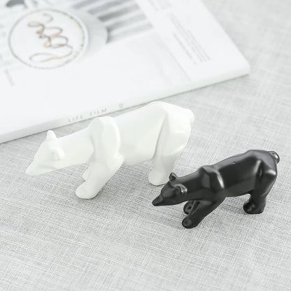 Nordic Ceramic Bear Figurine Home Decor Items Home Office Cabinet Decor Animal Sculptures & Figurines Aesthetic Room Decoration