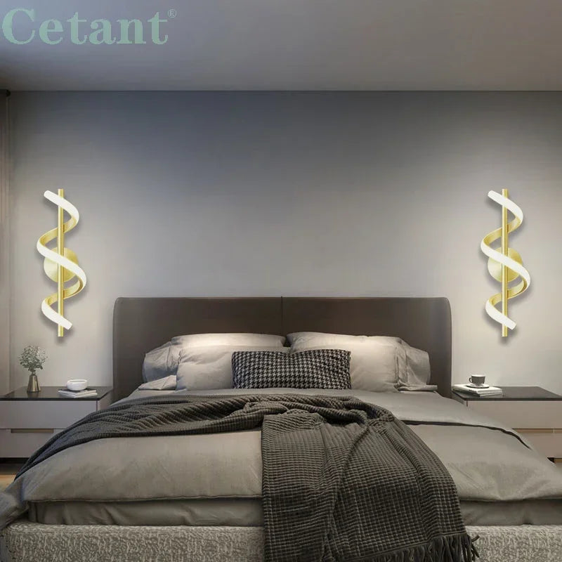 Modern LED Wall Lamp Nordic Gold Bedroom Bedside Wall Lights With Plug Wall Sconce For Minimalist Entryway Corridor Aisle lights