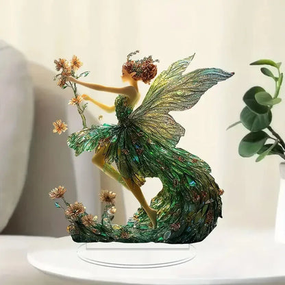 Vibrant Green Butterfly Fairy 2D Flat Acrylic Table Decoration ,Home,studio,Cafe,room, Ornament Desktop Gift Kit Sign