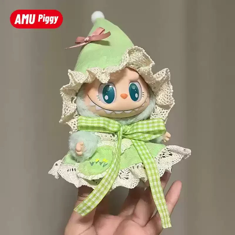 New Hot Lafufu  Dolls Sitting Party Clothing Outfit 17cm Mini Plush Doll'S Clothes Bear Rabbit Bib Pants Overalls Accessories