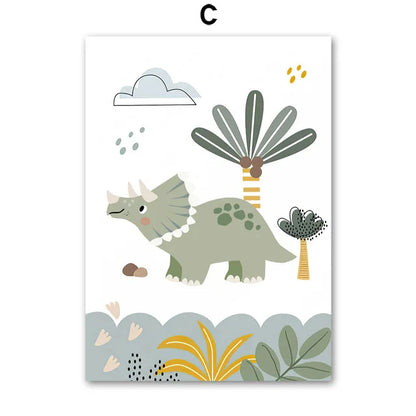 Jurassic Period Dinosaur Custom Baby Name Wall Art Canvas Painting Nordic Dino Posters And Prints Wall Pictures Kids Room Decor