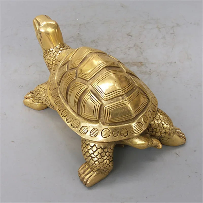 Brass Feng Shui Turtle Tortoise Statue Lucky Animal Sculpture for Longevity Home Office Decoration Figurine Gift Study ornament