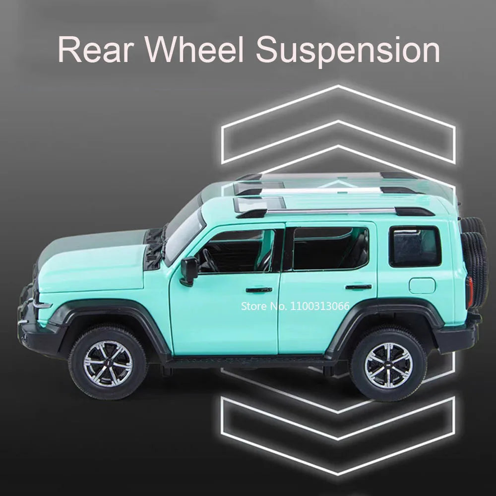 1/24 Tank 300 Alloy Cars Model Toy Rear Wheel Suspension Pull Back Vehicle with Lights Sound High Imitation Cars for Boys Gifts