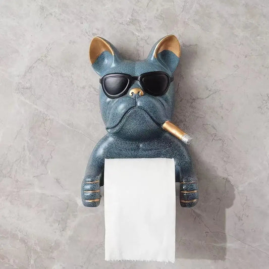 Cartoon Cute Bulldog Sculpture Tissue Holder Bathroom Sunglasses Dog Tissue Box Kitchen Home Crafts Decoration