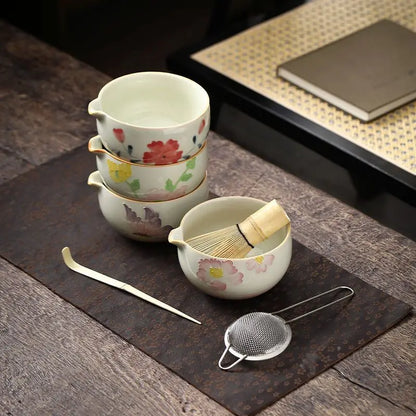 New hand-painted matcha set Japanese tea making tool to order tea Baibenli ceramic tea stand