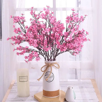 30CM Pink Silk Gypsophila Artificial Flowers Small Bunches 5 Forks Living Room Decoration Fake Plants Vase for Home Wedding