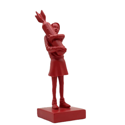Neue Banksy Hugging Bomb Girl Harz Statue Skulptur Home Dekoration Hugger Hugging Peace Bomb Girl Zubehör Wohnzimmer Dekor