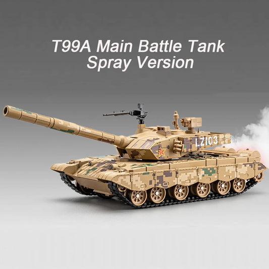 1/32 Scale T99A Main Battle Tank Spray Version Car Model Toy Metal Diecasting with Light Music Toys Kids Birthday Collect Gifts