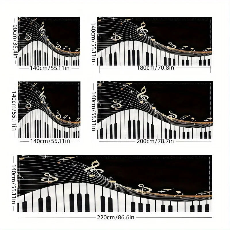 Piano Keyboard Theme Rectangle Tablecloths Holiday Birthday Party Decor Reusable Waterproof Table Cloths Dining Romm Table Decor