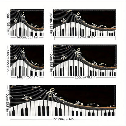 Piano Keyboard Theme Rectangle Tablecloths Holiday Birthday Party Decor Reusable Waterproof Table Cloths Dining Romm Table Decor