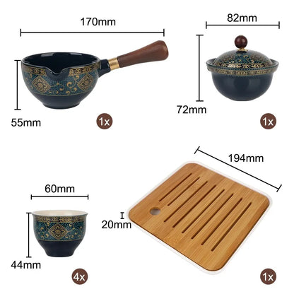 360 Rotation Teebereiter und Teesieb, Keramik-Teetasse für Puer-Porzellan, chinesisches Gongfu-Teeset, Blumen, exquisite Form