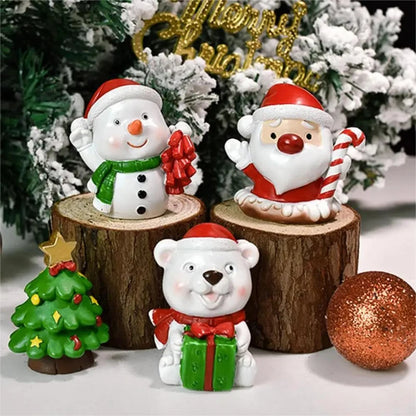 Christmas Decor 2024 Penguin Dog Bear Elephant Reindeer Santa Claus Snowman Tree Figurines Resin Crafts Kids New Year Xmas Gift