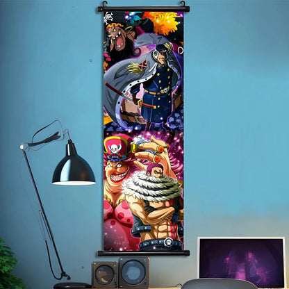 Luffy Hanging Scroll Poster ONE PIECE Anime Cartoon Wall Artwork Canvas Decor Home Decoration Zoro Wallpaper Doflamingo Art Gift