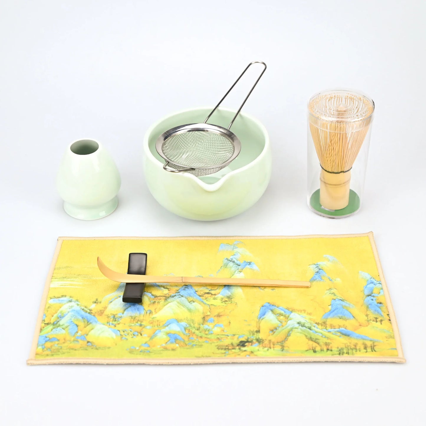 Matcha Tea Set, 7pcs Matcha Whisk Set, Matcha Starter Making Kit, Matcha Green Tea Whisk Set with Scoop, Scoop Rest, Sifter, Whi