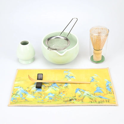 Matcha Tea Set, 7pcs Matcha Whisk Set, Matcha Starter Making Kit, Matcha Green Tea Whisk Set with Scoop, Scoop Rest, Sifter, Whi