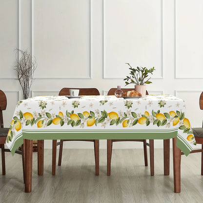 Lemon Floral Rectangle Tablecloth Holiday Home Party Decor Summer Flowers Leaves Plants Table Cloths Kitchen Dining Table Decor