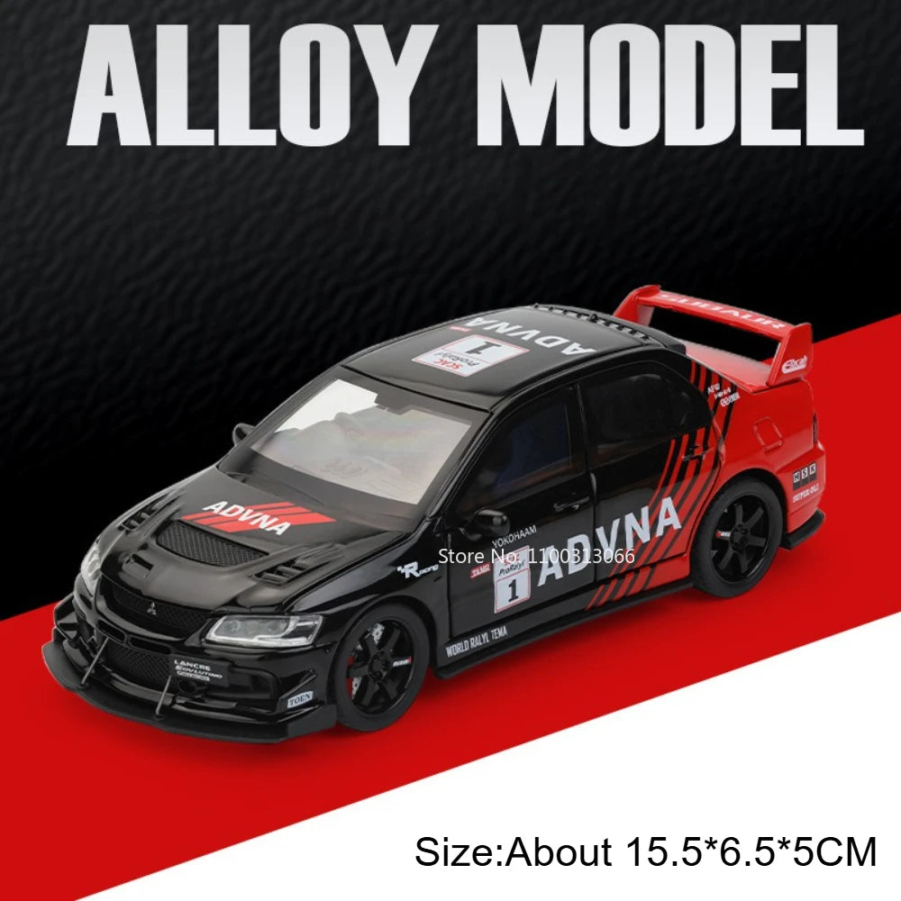 1:32 Mitsubishi EVO GTR R34 Cars Toys Alloy Diecast Models Wheel Steering Miniature Car Doors Opened Vehicles Child Adult Gifts