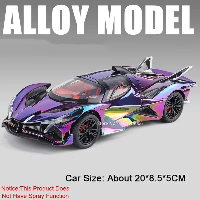 1:24 Pagani Huayra BC Apollo EVO Toy Cars Alloy Models Rubber Tires Doors Opened Miniature Sports Car  for Boys Collection Gifts