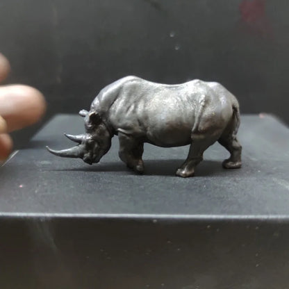 Miniature Rhinoceros Pure Coppe Figurine Animal Model Art Decoration Accessories Tabletop Interior Craft Objects Home Ornament