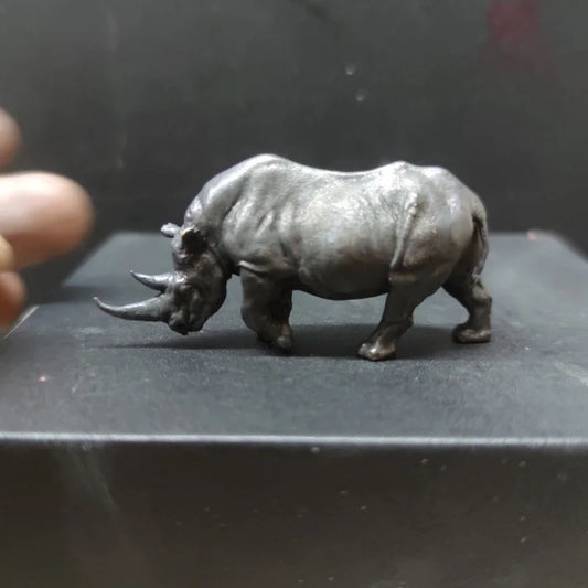 Miniature Rhinoceros Pure Coppe Figurine Animal Model Art Decoration Accessories Tabletop Interior Craft Objects Home Ornament