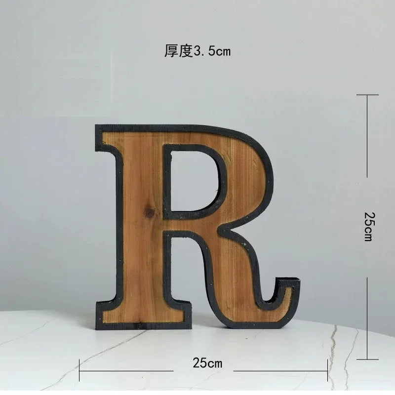 Industrial Style Uppercase English Letter Combination Distressed Solid Wood Bar Ornaments Cafe Shop Logo Decor Desktop Crafts