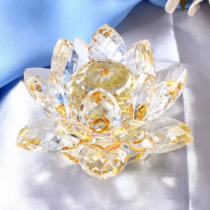 Crystal Lotus Flower Figurine Home Wedding Decoration Glass Craft Collection Paperweight Table Ornaments Souvenir Gifts