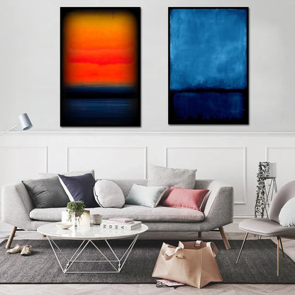 Mark Rothko Blue Orange Canvas Art Reproduction Painting Wall Decor Minimalism Picture Poster Prints Living Room Home Decoration