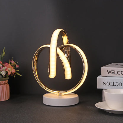 Modern LED Spiral Table Lamp Desk Bedside Acrylic Iron Curved Light for Living Room Bedroom Decoration Reading Eye Protection