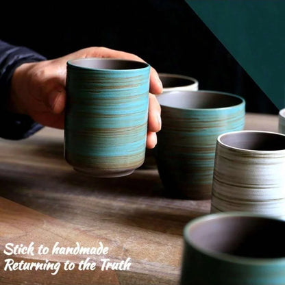 Hand-Painted Crackle Glaze Stoneware Mug for Coffee & Tea - Retro Chinese Gongfu & Japanese-Inspired Home Brewing Ceramic Cup