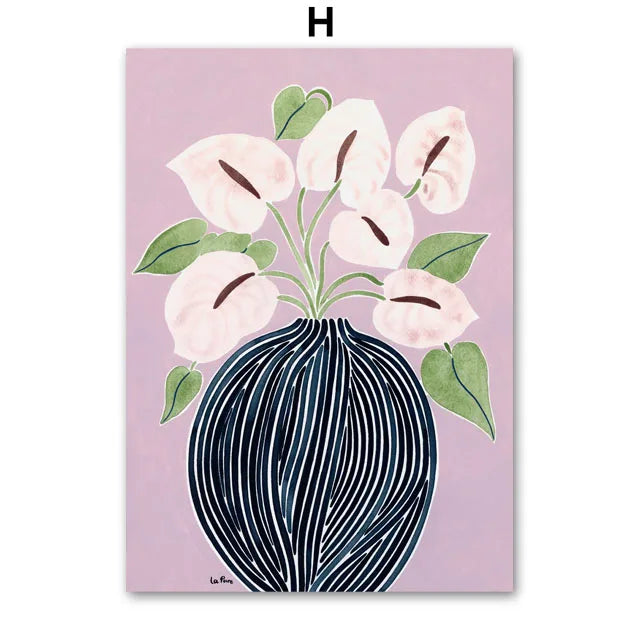 Abstract Girl Hand Fruit Flower Leaf Vase Wall Art Canvas Painting Nordic Posters And Prints Wall Pictures For Living Room Decor