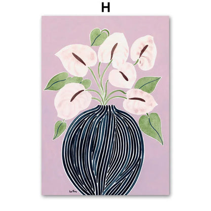 Abstract Girl Hand Fruit Flower Leaf Vase Wall Art Canvas Painting Nordic Posters And Prints Wall Pictures For Living Room Decor