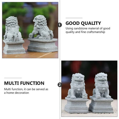 Statue Foo Shui Feng Figurine Miniature Stone Lion Sculpture Decoration Guardian Chinese Prosperity Decor Pair Fu Mini Figurines