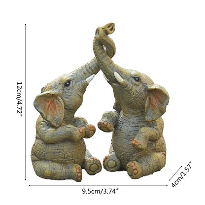 Elephant Couple Figurine Elephant Couple Statue Elephant Ornaments For Home Deskpot Cupboard Props Decor Accessories