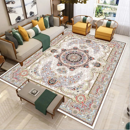 40X120CM Retro Persischer Ethnischer Stil Bedruckter Teppich Schlafzimmer Wohnzimmer Licht Luxus Teppiche Unterseite Rutschfest und verschleißfest