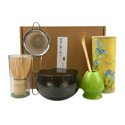 6PCS/Set Japanese-style matcha bowl ,Cloth, Spoon, Strainer, Tea Whisk, Perfect Gift For Ceremony, Traditional Decoration