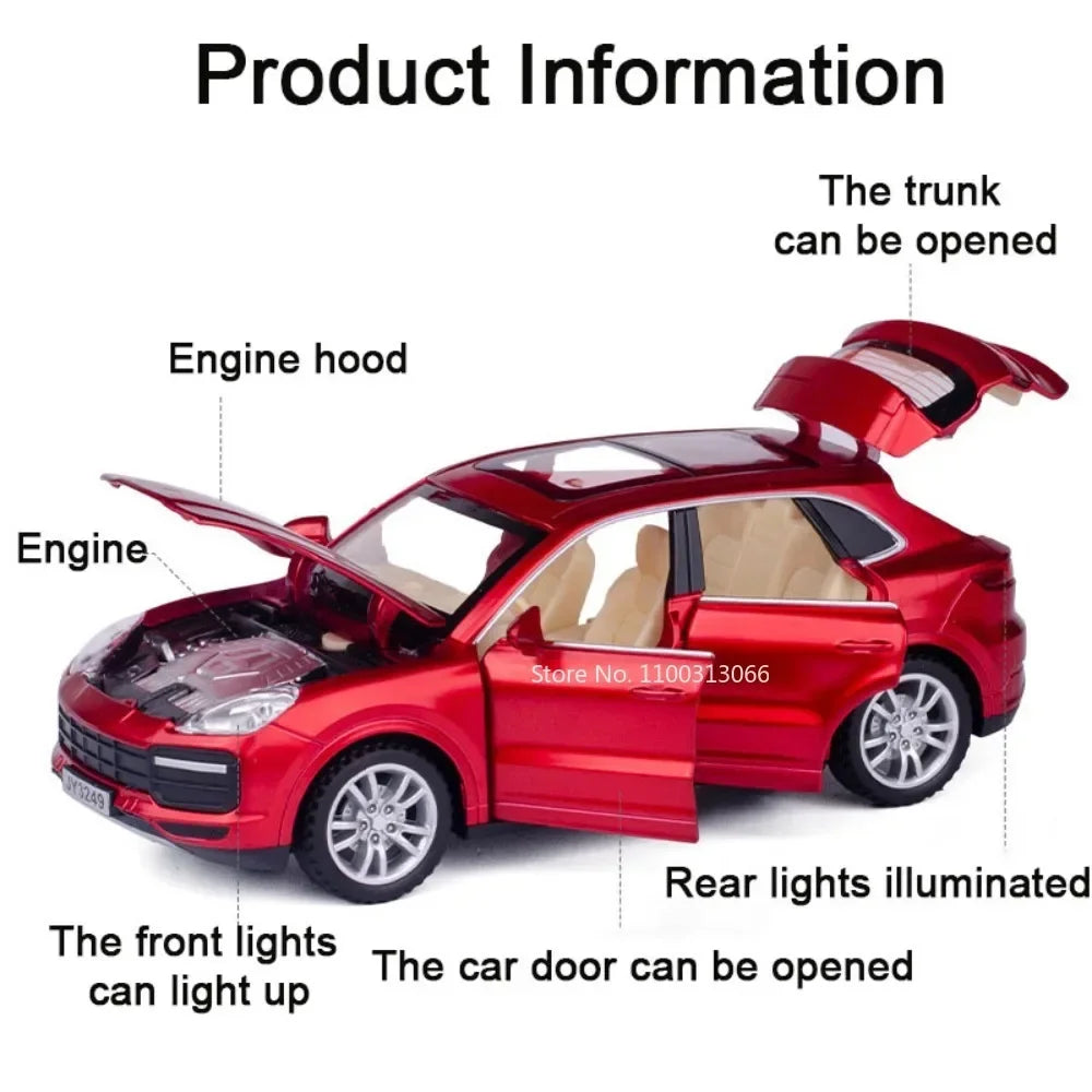 1:32 Scale Cayenne Taycan Toys Model Car Alloy Diecasts Off-road Vehicle Model with Light Sound SUV Car for Child Birthday Gifts