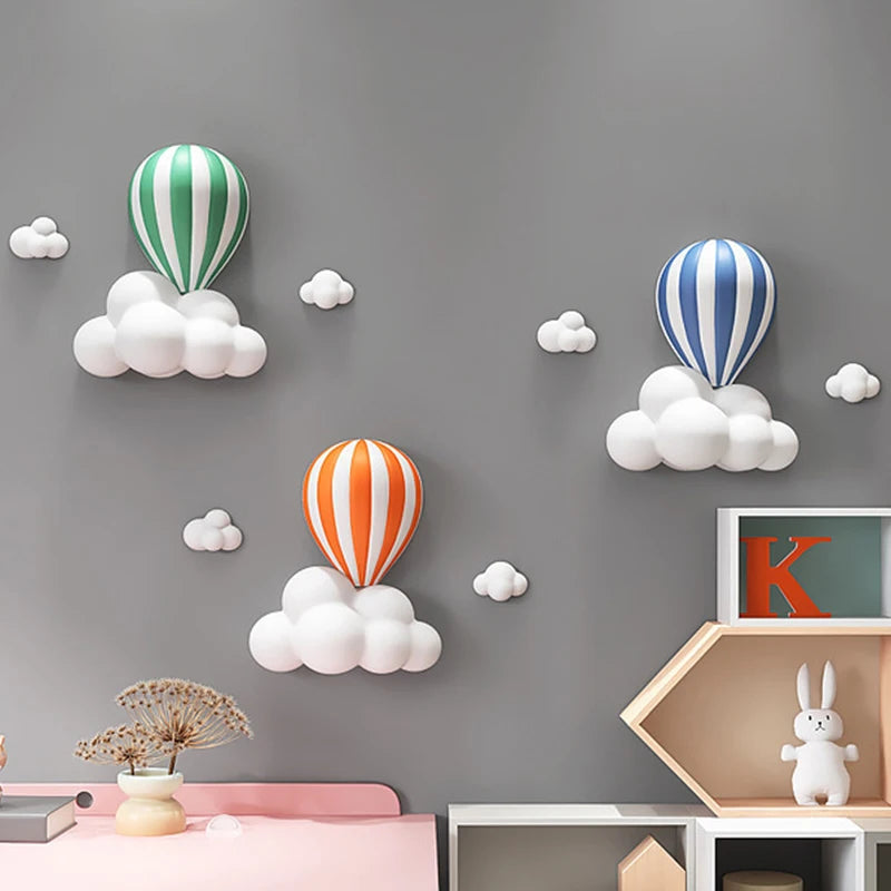 Nordic Hot Air Balloon 3D Wall Decor Living Room Sofa Background Art Wall Decor Modern Home Christmas Decorations Handicrafts