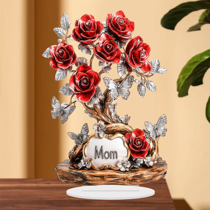 1pc 2D Flat Acrylic Sign Rose Flower Artwork Waterproof Collectible Decor Plaque Desk Bedroom Home Shelf Decor Mother's Day Gift