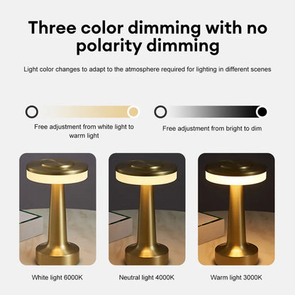 Retro Led Table Lamp Usb Rechargeable Infinitely Dimmable Night Light Camping Light Suitable For Bar Lampbedroom Ambient Light